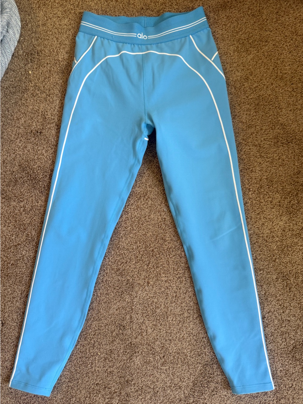 ALO Yoga Kids Blue Joggers with White Piping